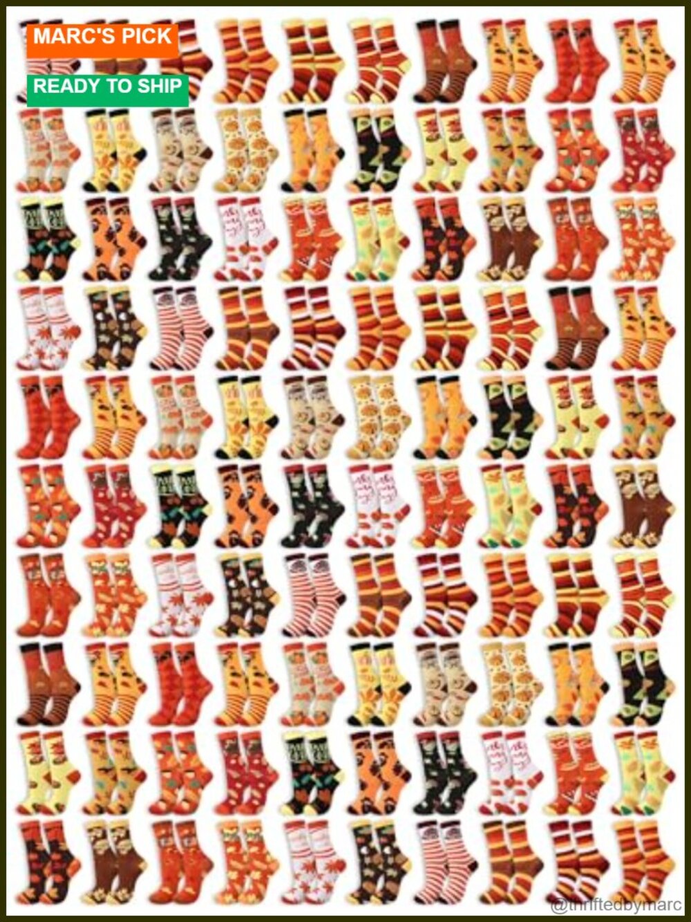 36 Pairs Fall Novelty Ankle Crew Socks Polyester Thanksgiving